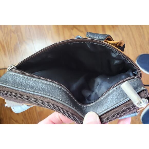 MCM 70s Leather Messenger UNISEX Crossbody 5 Pockets Multi-Color BOHO Style - Picture 8 of 16